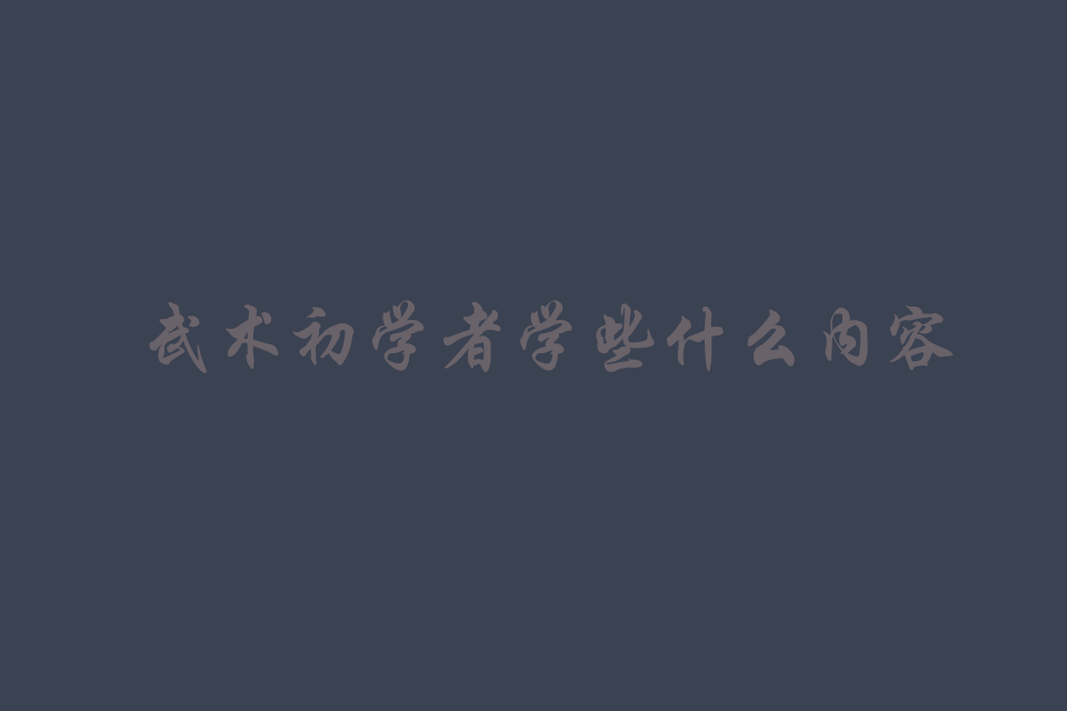 武术初学者学些什么内容好一点呢